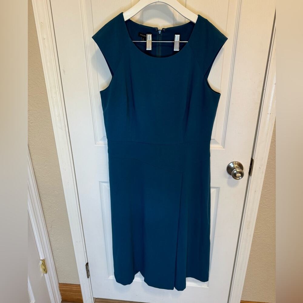 Talbots Teal Cap-Sleeve Midi Dress